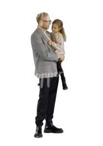 video of a man holding his daughter and showing her things