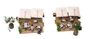 top view of an outdoor cafe area