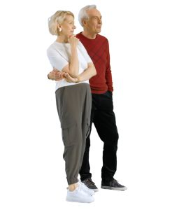 video of an elderly couple standing and looking at smth