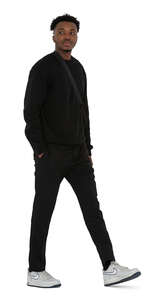 cut out young black man walking