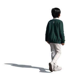 cut out asian kid walking