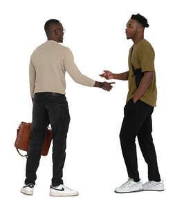 two black men meeting and talking