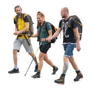 cut out group of people hiking in the nature