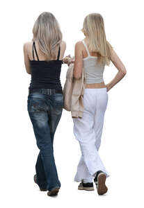 two young blonde women walking