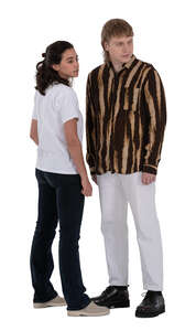 man and woman standing close