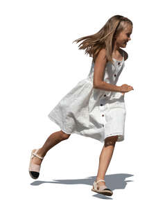 cut out girl in a summer dress running happily