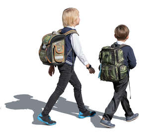 two schoolboys with school bags walking