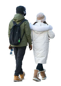 cut out couple in winter walking