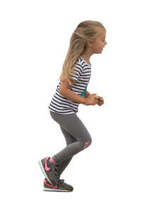 little blonde girl running happily