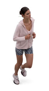 top view of a young woman running