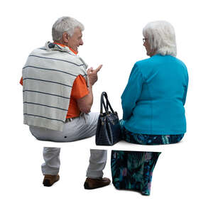 two cut out senior people sitting and talking