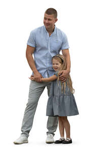 cut out little girl hugging her father