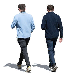 two men walking in the street