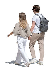 couple in summer walking and holding hands