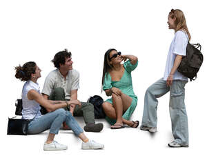 group of friends sitting on the stairs and talking