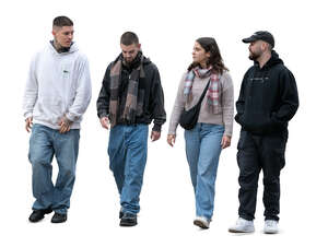 cut out group of friends walking