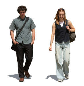 man and woman walking together casually