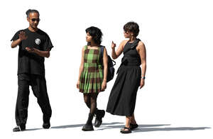 cut out group of three friends walking