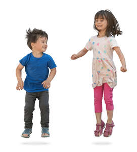 two kids jumping and down