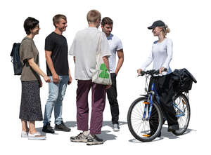 cut out group of friends meeting in the street