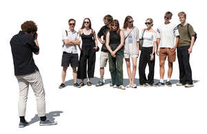 man taking a photo of a large group of people