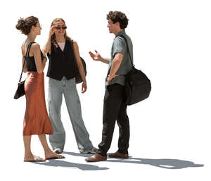 cut out backlit group of people standing and talking