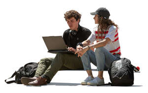 man and woman with a laptop sitting