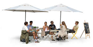 group of young friends sitting in a cafe