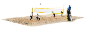 beach volleyball contest with women teams playing