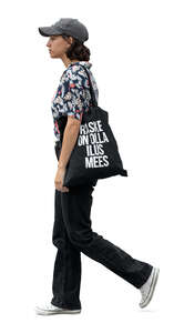 profile view of a woman walking