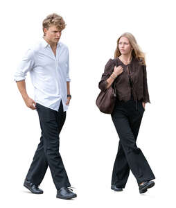 man and woman walking