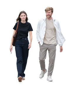 man and woman walking