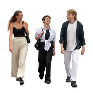 group of friends walking happily