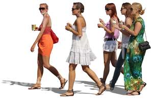 group of young women walking