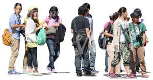 group of asian tourists standing together