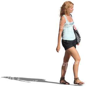 woman in shorts walking