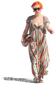 woman in a maxi dress walking