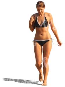 woman in a bikini walking