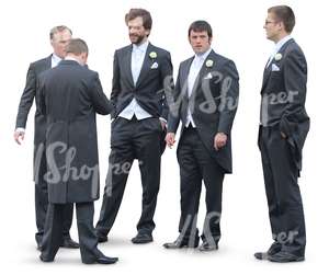 group of men in tuxedos standing