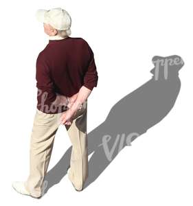 elderly man with a baseball cap standing