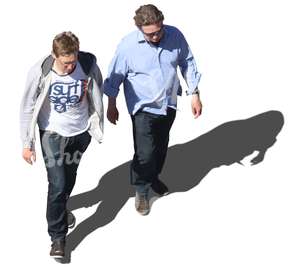 two men walking side by side