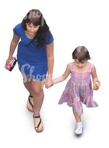 mother and daughter walking hand in hand