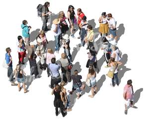 group of people standing seen from above