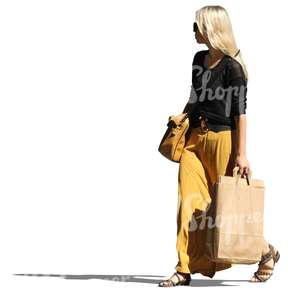 woman with long blond hair shopping