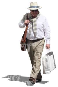 man with a shopping bag walking