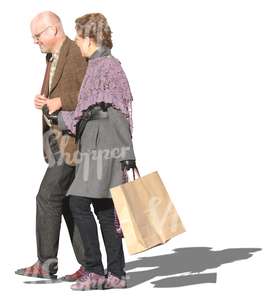 couple with shopping bags walking