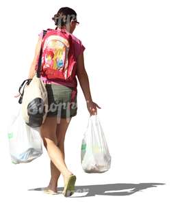 cut out woman with many shopping bags