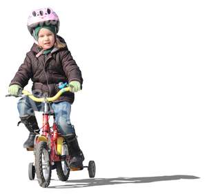 girl with a helmet riding a bike