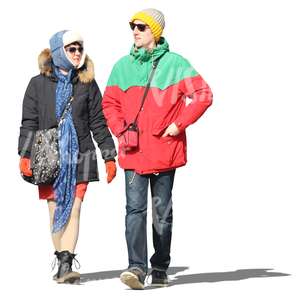 cut out colorful couple walking