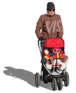 cut out woman pushing a stroller